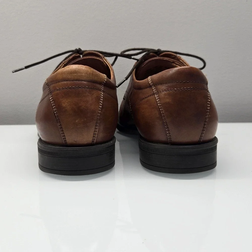 Florsheim Cap Toe Derby Dress Shoes Mens 10.5D Cognac Brown Leather Comfortech